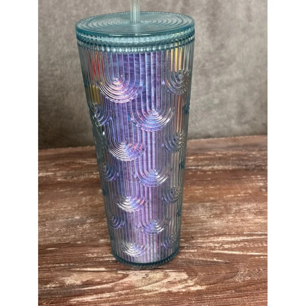 Starbucks 2022 Iridescent Holographic Mermaid Scales Venti Cold Cup Tumbler 24oz